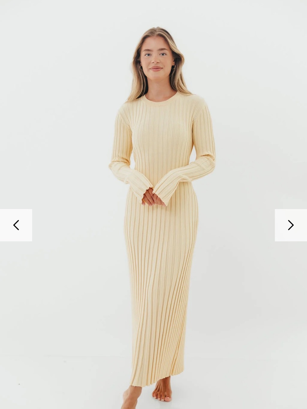NWT Worth Collective Ribbed Long-Sleeve Maxi Dress in Cream